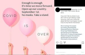 Aesthetic Instagram post using white and pink colors: an example of blanding