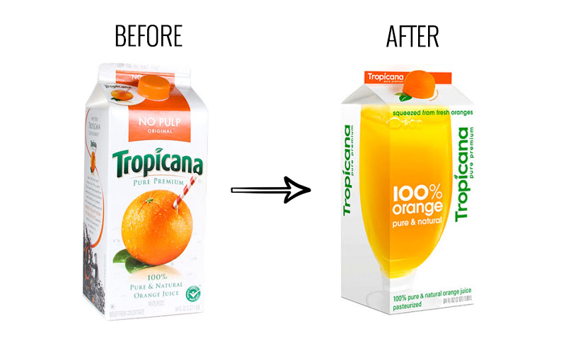 Tropicana’s old vs new branding packaging design