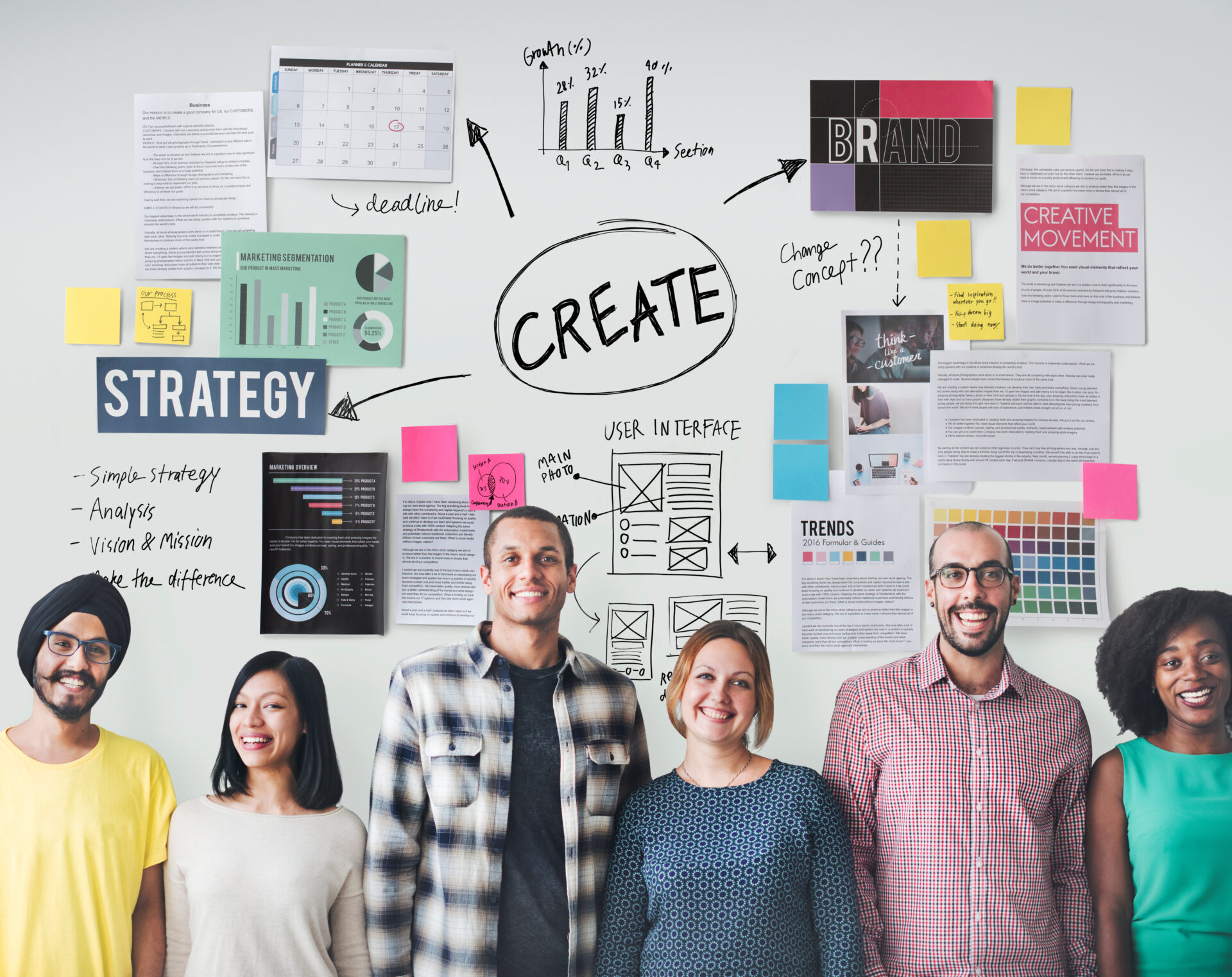 Brand strategy framework on a whiteboard
