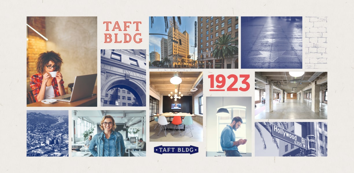 Moodboard of Taft Building—one of the best real estate brands