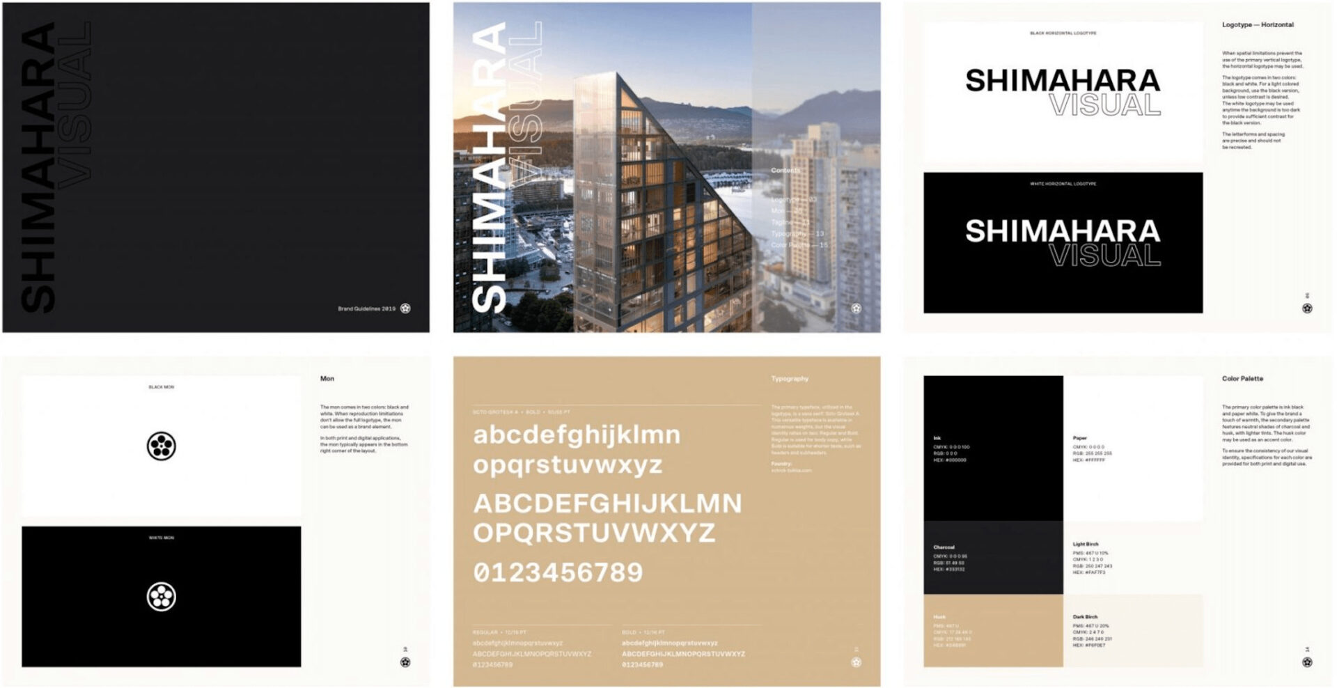 Shimahara Visual new brand identity guidelines created by Flux providing branding agency services
