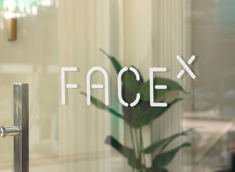FaceX Logo on Glass